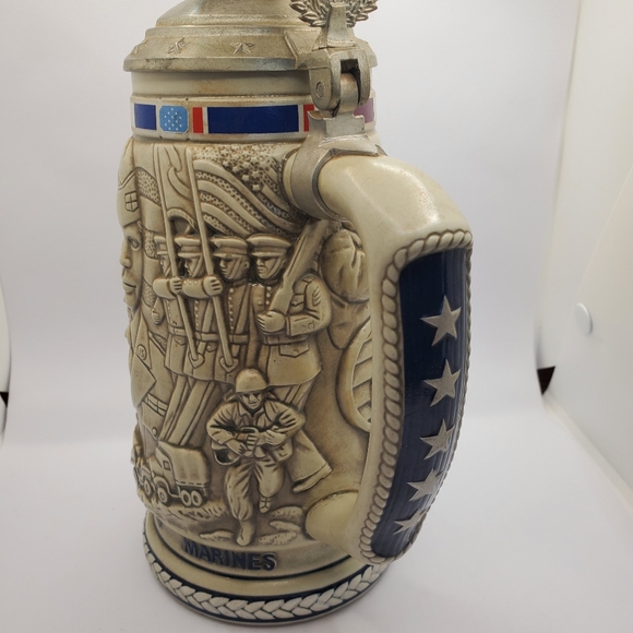Vintage Tribute to the American Armed Forces Stein Mug Navy Army Marines Avon - Picture 2 of 8